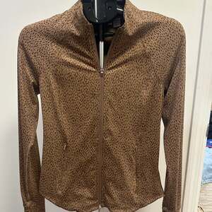 Athleta Salutation Jacket Animal Print Brown Full Zip